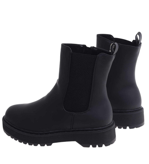 Czarne matowe dziewczęce botki ocieplane /G11-3 18376 T188/