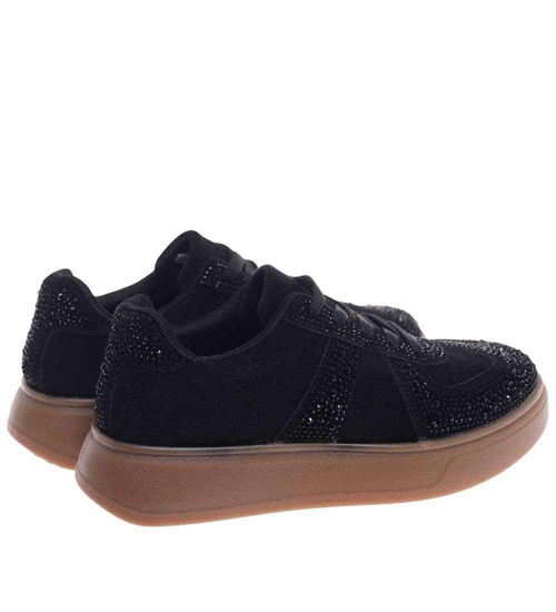 Czarne trampki damskie na platformie /A2-1 18814 W288/