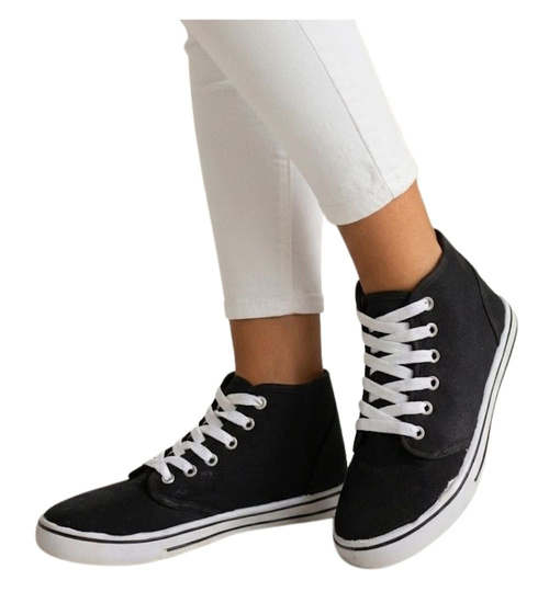 Wysokie trampki damskie Czarne /A5-3 13874 S097/