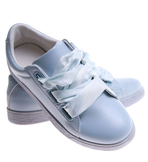 Wiązane trampki damskie pastelowe Baby Blue /A3-3 17510 W192/