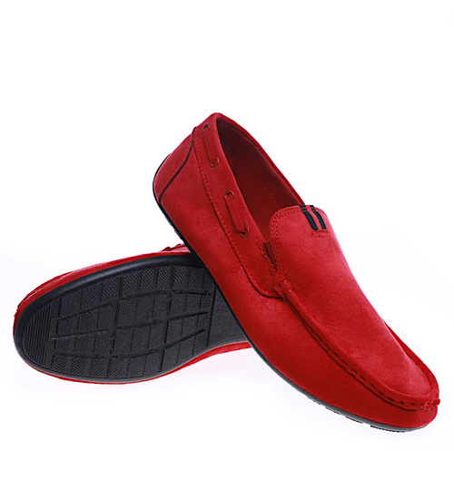 Wsuwane męskie półbuty Czerwone /F8-3 13726 T494/