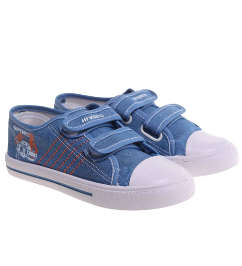 Niebieskie tenisówki chłopięce na rzepy /E3-1 18029 T189/