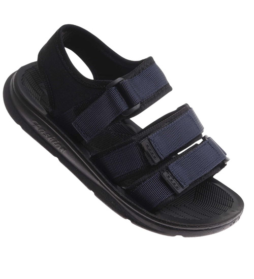 Granatowe chłopięce sandały na rzepy /C6-2 17893 T155/