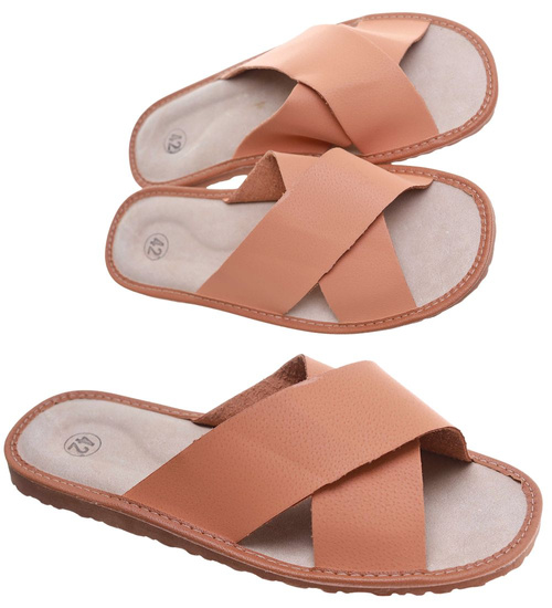 Skórkowe kapcie męskie klapki /D6-1 17643 S195/