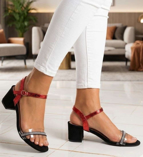 Letnie damskie sandały na niskim obcasie /B2-2 14233 S195/