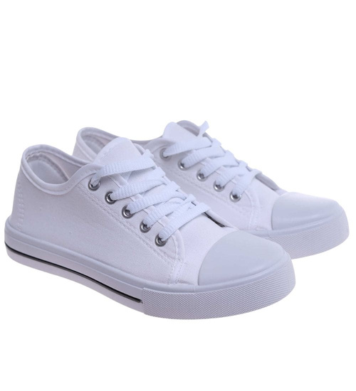 Klasyczne białe trampki z niską cholewką /B4-1 15577 T089/