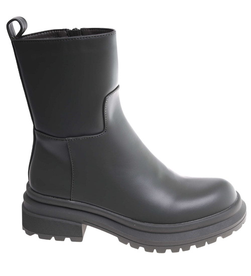 Zielone botki damskie na płaskim obcasie /F8-1 18263 W187 +H2/