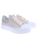 Beżowe damskie trampki sneakersy na platformie /D6-3 14725 T214/