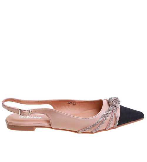 Płaskie sandały damskie z cyrkoniami /E10-2 12082 T296/