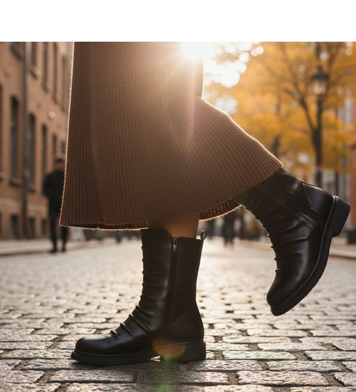 Czarne wysokie botki damskie /L3-1 H2 18573 G284/