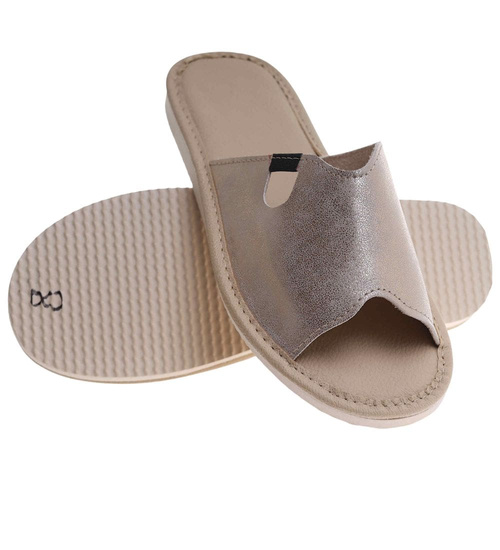 Odkryte kapcie damskie Złote /F4-1 17649 S165/