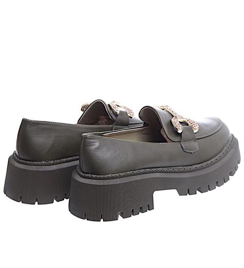 Damskie półbuty na platformie Zielone /E6-1 15488 T336/