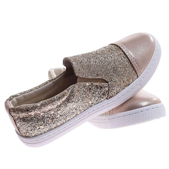 Złote wsuwane trampki dziewczęce /E9-2 17284 T121/