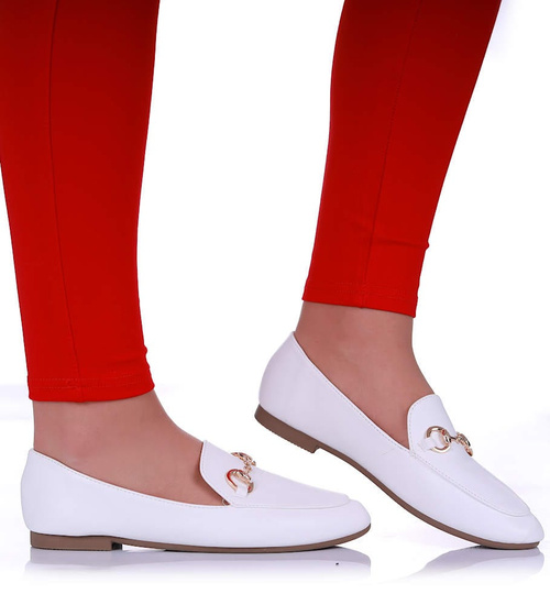 Wsuwane białe baleriny lordsy /C6-3 17198 G18-45/