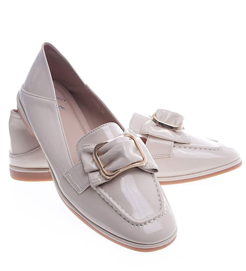 Beżowe balerinki lordsy /F6-2 13235 T277/