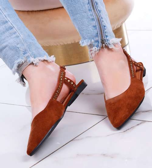 Brązowe balerinki z otwartymi piętami /C1-2 13124 S9/