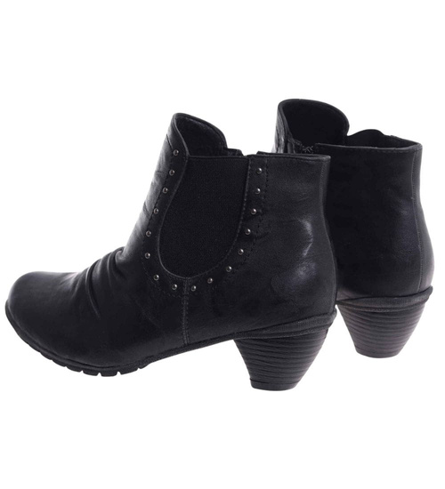 Damskie czarne botki na niskim obcasie /E10-3 12579 T145/