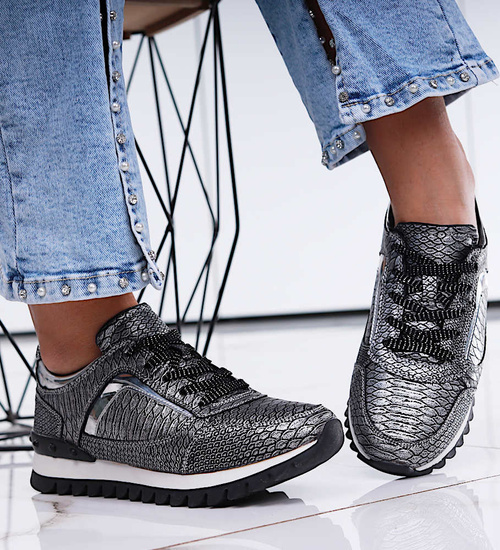 Srebrne damskie buty sportowe /E6-1 12549 T285/