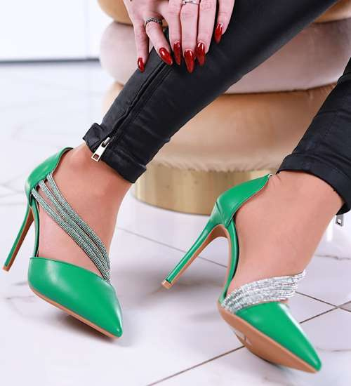 Zielone damskie szpilki czzółenka /G6-2 13281 T395/