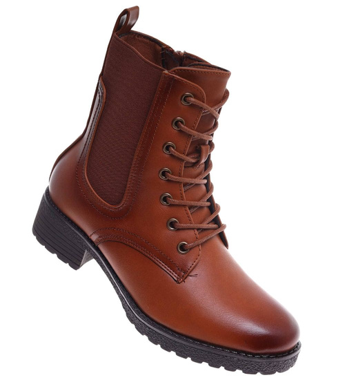 Karmelowe botki trapery damskie /G8-3 18272 W388/