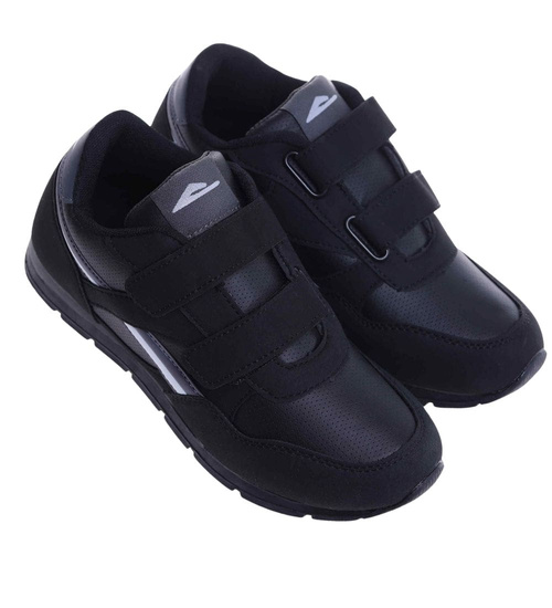 Sportowe czarne buty chłopięce na rzepy /D3-1 18124 T389/