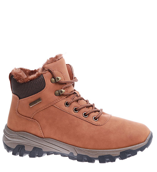 Camelowe buty trekkingowe z futerkiem /E3-3 15348 T631/