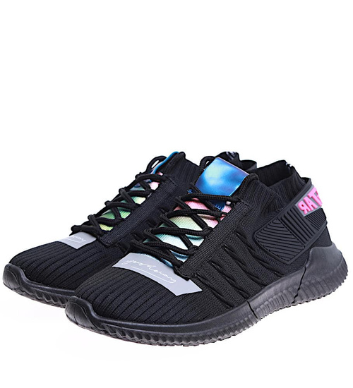 Wsuwane elastyczne czarne buty sportowe /G8-3 16101 T230/
