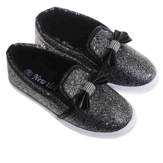 Tenisówki dziewczęce Wsuwane czarne trampki /A7-2 17853 T111/