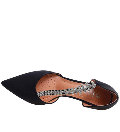 Czarne czółenka szpilki z cyrkoniami /G11-1 17212 G121/