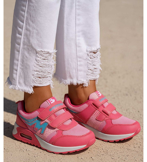 Sportowe buty dziewczęce na rzepy Różowe /G12-2 18130 T292/