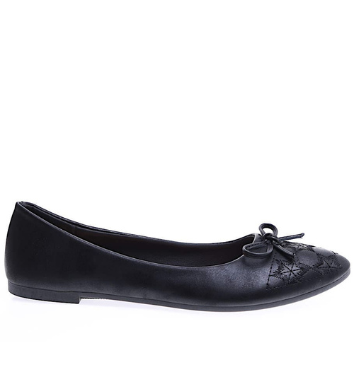 Czarne balerinki z kokardą /F9-2 15653 T10-5/