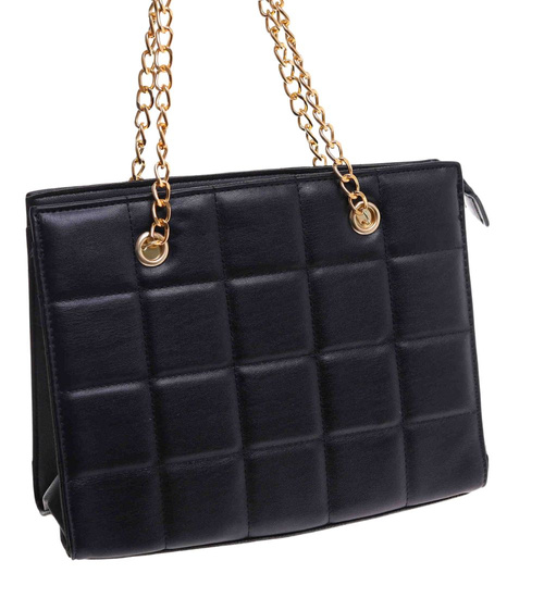 Czarna torebka kuferek z łańcuszkiem i paskiem /H2 K14 TB669 G195/