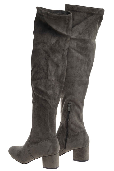 Oliwkowe kozaki muszkieterki na niskim obcasie /D4-3 18442 T386/