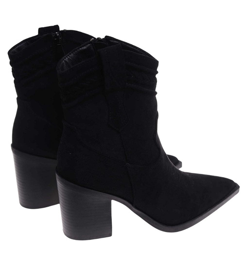 Czarne botki kowbojki na słupku /A3-2 18214 W427/