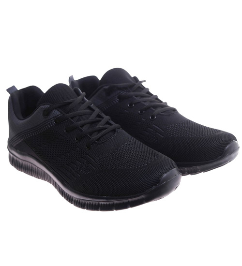Sznurowane czarne męskie buty sportowe Duże rozmiary /B6-1 17467 S479/