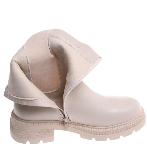 Beżowe wysokie botki damskie sztyblety /L3-3 H2 18566 W18-45/