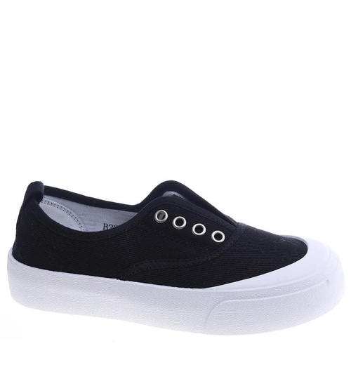 Wsuwane czarne trampki na platformie /B2-3 14072 S260/