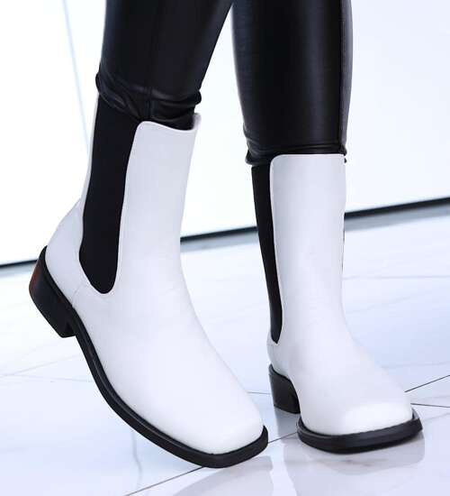 Wysokie białe botki sztyblety /E10-2 15142 S238/ Wysokie białe botki sztyblety /E10-2 15142 S238/