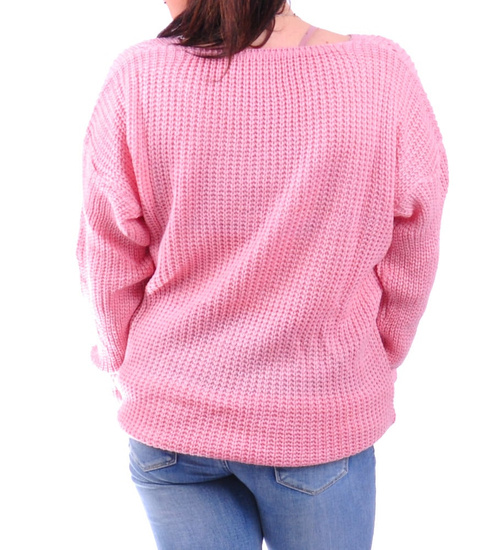 Różowy sweterek damski z wzorkiem /D8-1 UB293 U108/