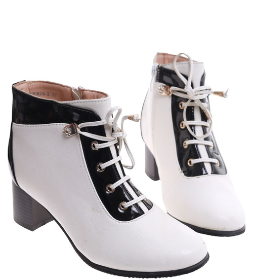 Ocieplane białe botki damskie /A5-1 16759 T130/