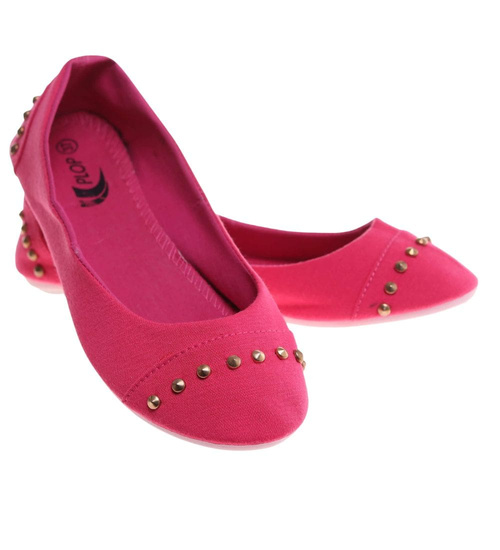 Materiałowe różowe balerinki jak tenisówki /E1-1 14391 T046/