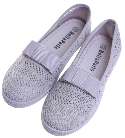 Ażurowe dziewczęce tenisówki Szare /D3-2 13656 T8/