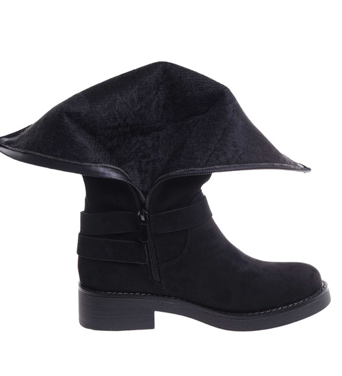 Czarne ocieplane kozaki oficerki /i4-2 h2 18408 G488/