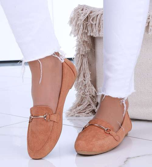 Camelowe wsuwane baleriny lordsy /G1-2 14660 S237/