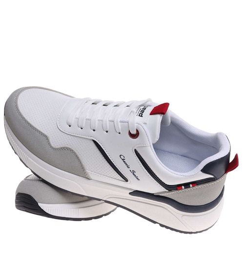 Sznurowane męskie białe buty sportowe /A3-3 18012 GF585/