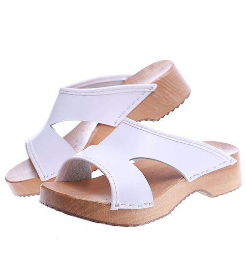 Drewniaki chodaki trepy klapki Białe /F8-1 Ae638 S338/