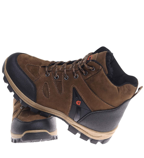 Ocieplane brązowe męskie buty trekkingowe /A10-1 18618 T499/