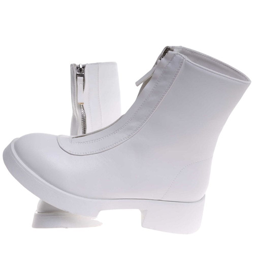 Białe botki damskie z suwakiem /B4-3 18603 T008/