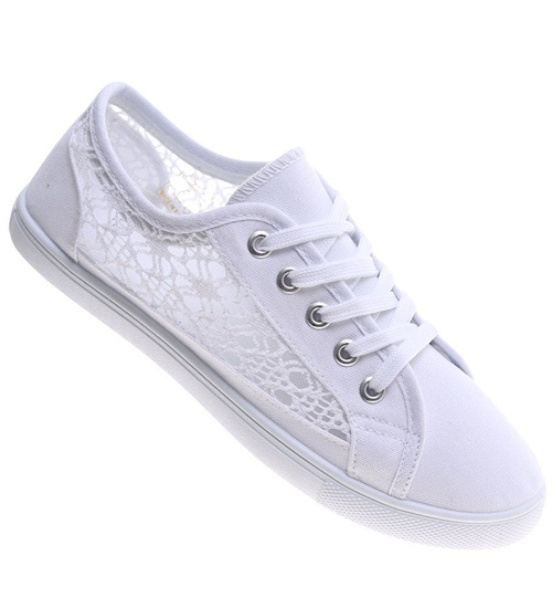Koronkowe ażurowe białe tenisówki /G12-2 16290 T287/