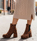 Botki damskie na platformie Leopard /A4-1 16842 G382/